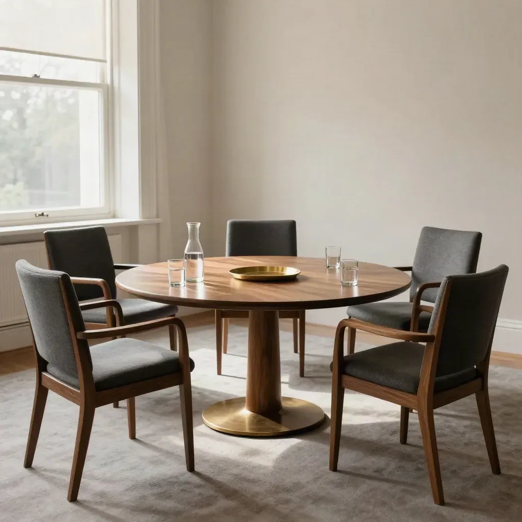 Calm boardroom set with chairs, water carafes, and a centered speaker seat